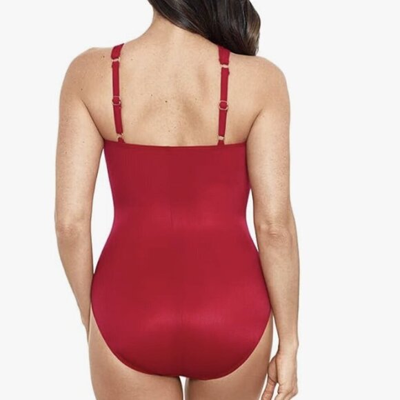 MIRACLESUIT Women 14 Grenadine Rock Solid Europa Asymmetrical One Piece Swimsuit - Picture 2 of 14